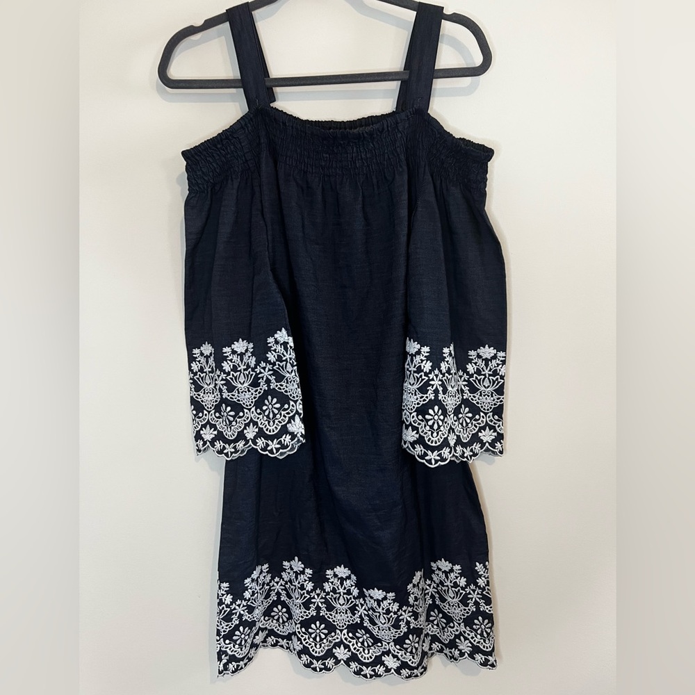 Jones New York Navy & White shift dress size M